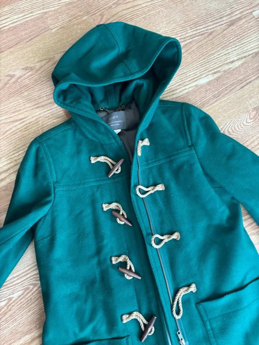 J.Crew Wool Cashmere Toggle Coat – Emerald Green – Size 6 - Picture 5 of 11